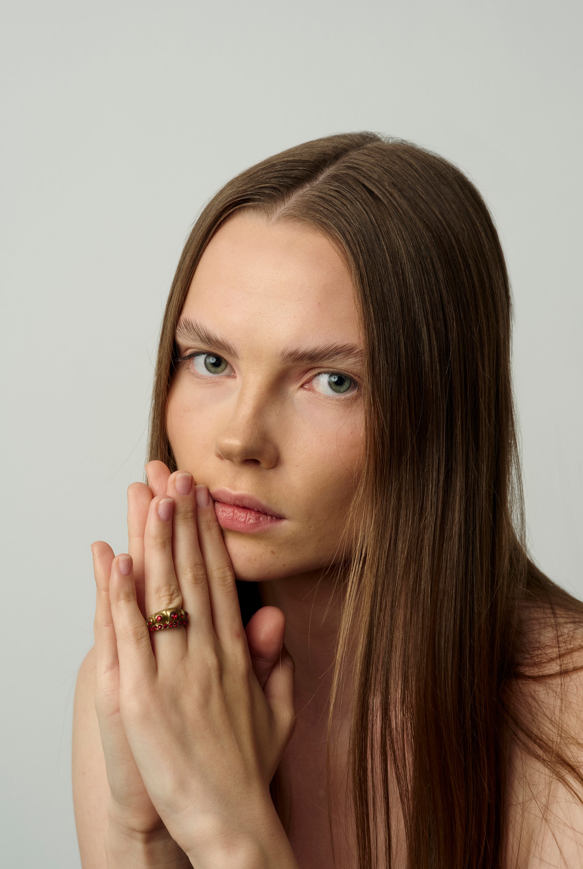 Gala Split Blue Stone Ring Gold