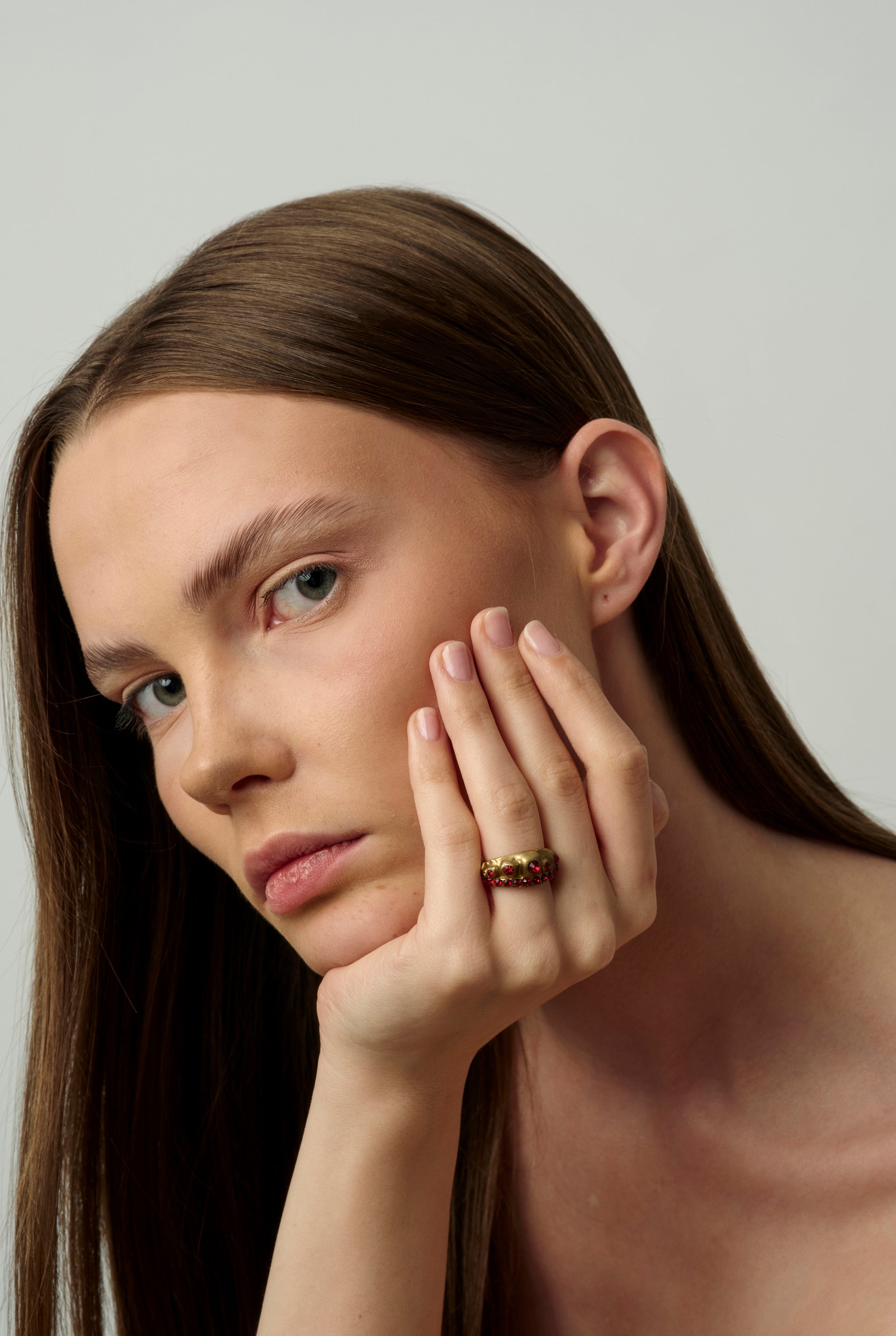 Gala Split Blue Stone Ring Gold