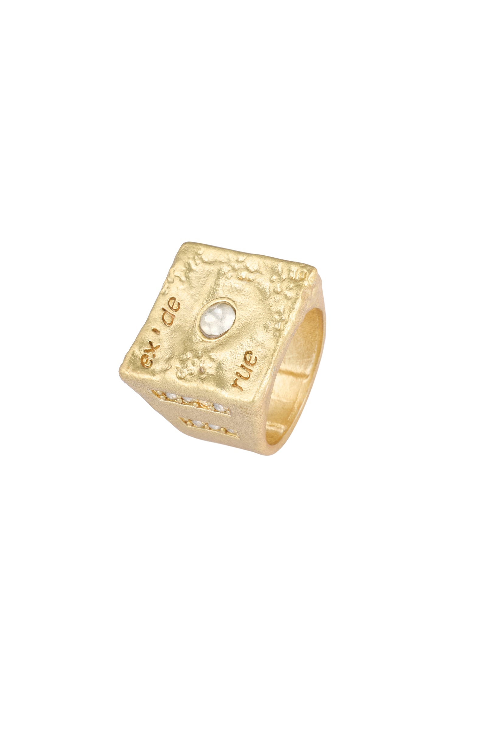Gala Twist Stone Ring Gold