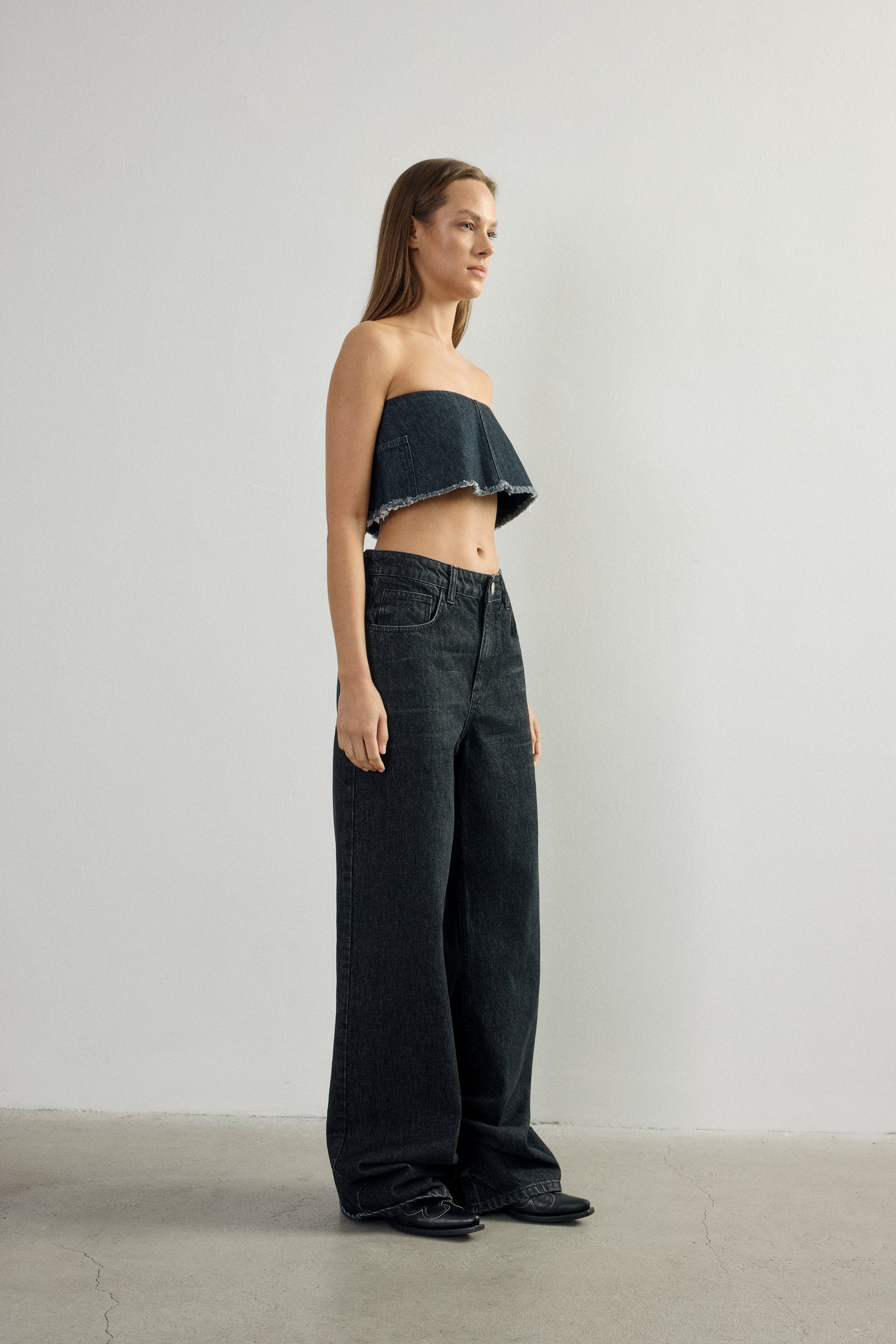 Black Denim Crop