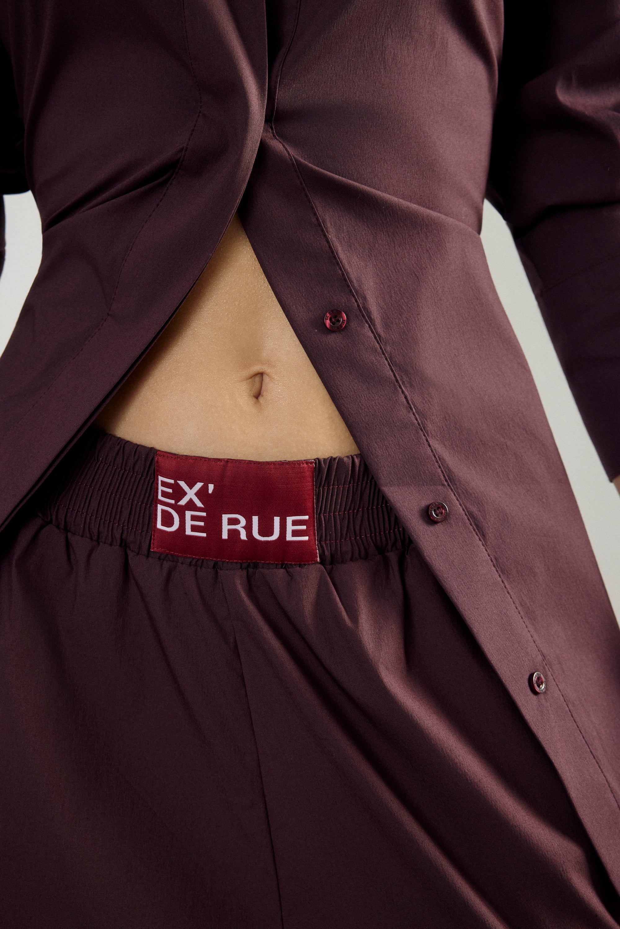 Padded Pleated Bordoeux Shirt