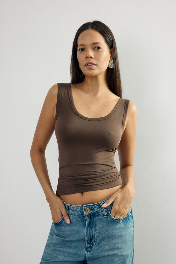Fibre Modal Tank Top Tobacco