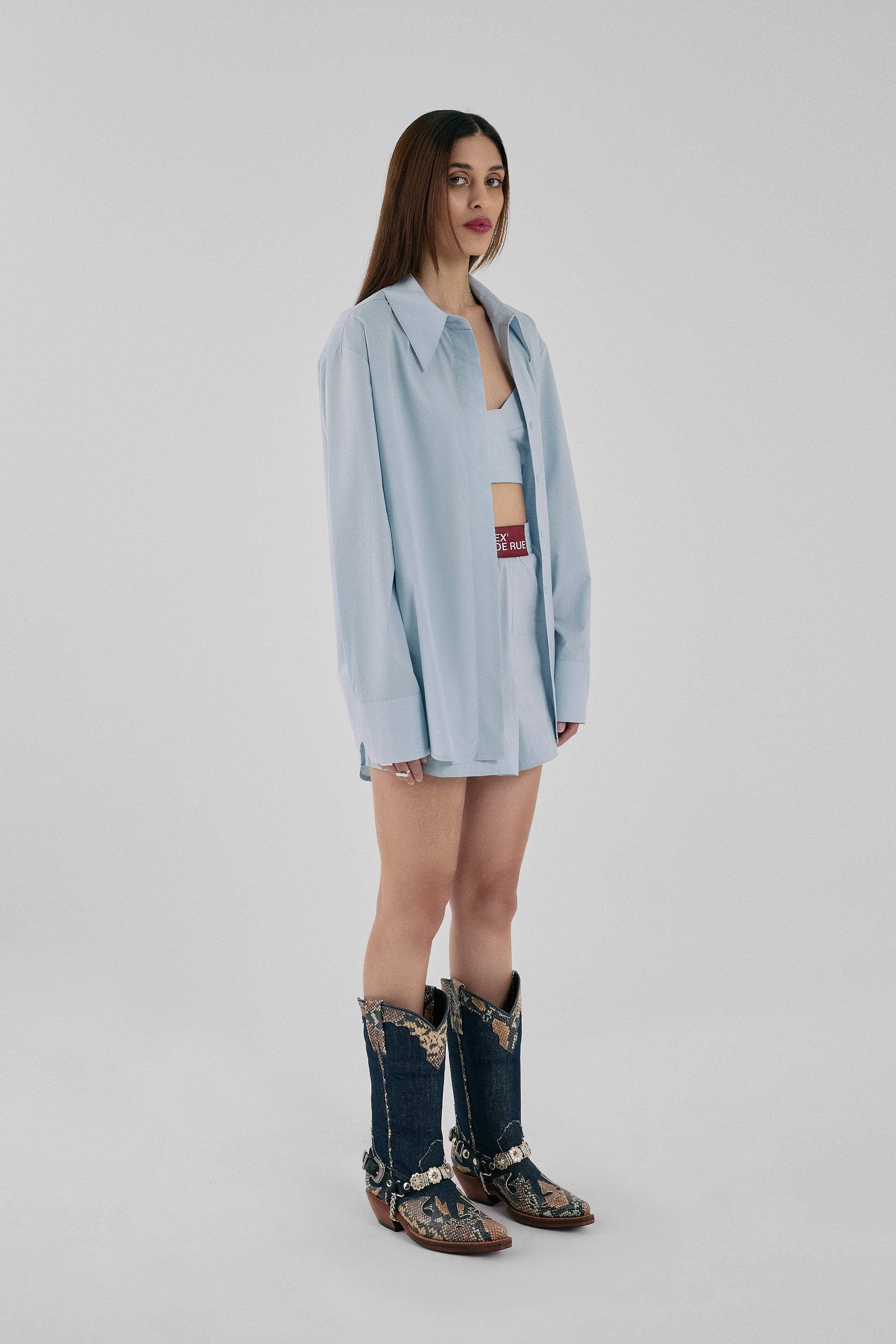 Blue Poplin Boxer