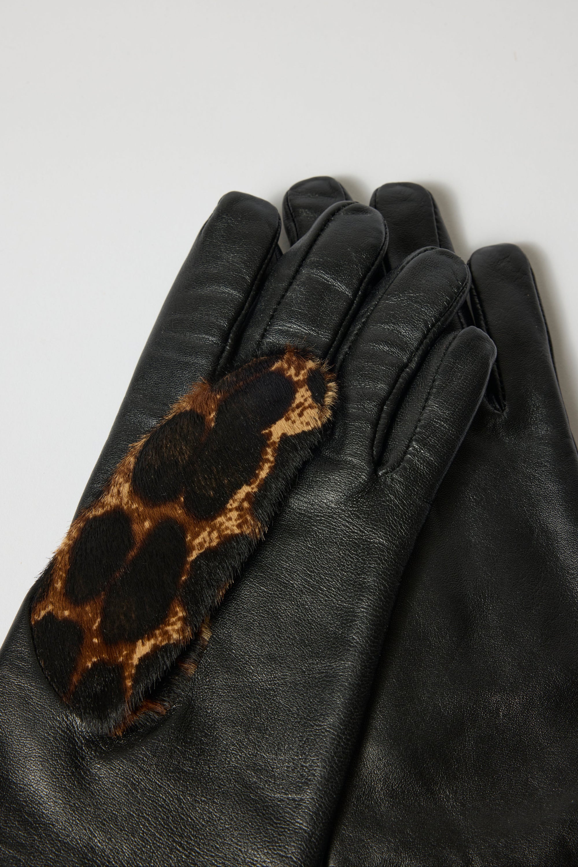Leopar Siyah Deri Eldiven